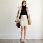 Tall Size Button-front Tweed Skirt