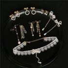 Non-matching Wedding Faux Crystal Faux Pearl Dangle Earring
