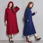 Hooded Long-sleeve Midi A-line Dress