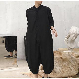 Elbow-sleeve Cropped Jumpsuit