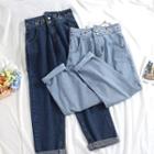 Beaded Grommet Washed Jeans