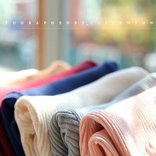 Turtle-neck Colored Ribbed Top