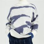 Mock-turtleneck Zebra Print Sweater