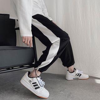 Contrast Trim Drawstring-hem Sweatpants