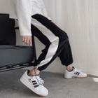Contrast Trim Drawstring-hem Sweatpants