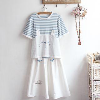 Rabbit Short-sleeve T-shirt / A-line Skirt / Set