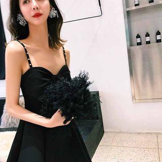 Beaded Spaghetti Strap A-line Dress