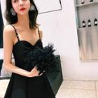 Beaded Spaghetti Strap A-line Dress