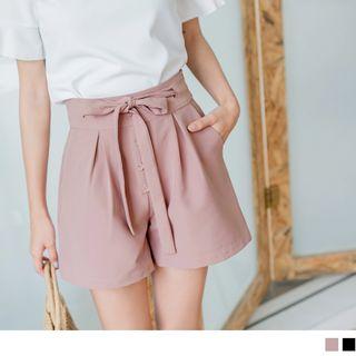 High Waist Buttoned A-line Shorts