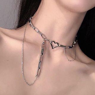 Heart Chain Necklace Heart Alloy Necklace - One Size