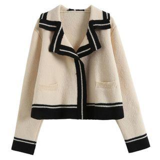 Notch Lapel Contrast Trim Cardigan