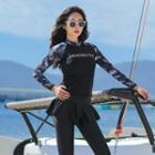 Set: Print Rash Guard + Swim Bottom + Skirt + Pants