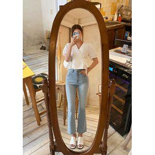Lace-trim Wrap Blouse