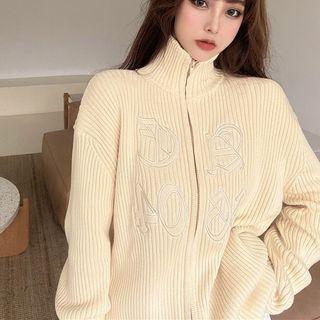Turtle-neck Zip Knit Jacket