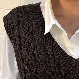 V-neck Cable Knit Vest