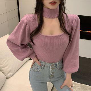 Puff-sleeve Knit Blouse / Dress