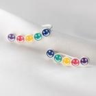 Smiley Sterling Silver Earring 1 Pair - Yellow & Blue & Green - One Size