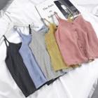 Striped Spaghetti Strap Buttoned Top