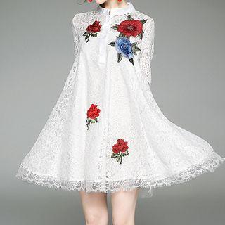 Embroidered 3/4-sleeve Lace Dress