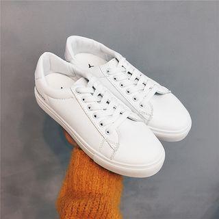 Lettering Faux Leather Sneakers
