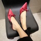 Ribbon Accent Pointed Toe Satin Mules