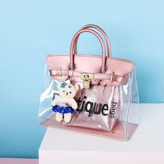Clear Panel Letter Printed Handbag