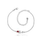 Simple And Fashion Geometric Round Red Cubic Zircon Anklet Silver - One Size