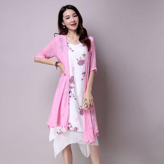 Set: Light Jacket + Sleeveless Printed Dress