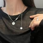 925 Sterling Silver Disc Pendant Necklace 925 Silver - Disc Necklace - One Size