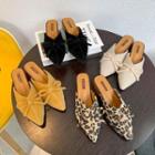 Pointed Fluffy Bow Mules