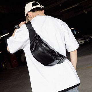 Plain Faux Leather Belt Bag Black - One Size