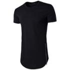 Zip-side Short-sleeve Longline T-shirt