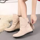 Faux Suede Back Tie Ankle Booties