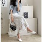 A-line Floral Applique Lace Skirt