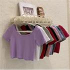 Short-sleeve Cropped Scoop-neck T-shirt