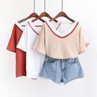 V-neck Distressed Short-sleeve T-shirt