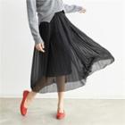 Band-waist Midi Chiffon Skirt