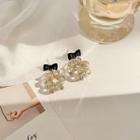 Bow Faux Crystal Hoop Dangle Earring 1 Pair - 925silver Earrings - Transparent - One Size