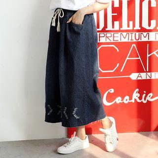 Distressed Drawstring Culottes