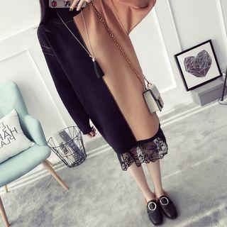 Colour Block Mock-neck Knit Dress