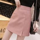 High-waist Slit Fitted Mini Skirt