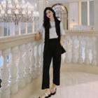 Set: Plain Button-up Vest + Straight Leg Pants