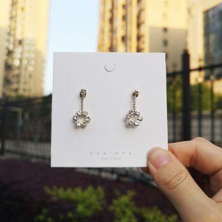 Flower Rhinestone Alloy Dangle Earring