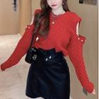 Cable Knit Sweater / Mini Fitted Skirt