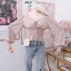 V-neck Smocked Floral Chiffon Top