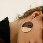 Alloy & Wooden Disc Dangle Earring 1 Pair - Gold - One Size