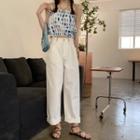 Printed Cropped Camisole Top / High-waist Straight-cut Pants