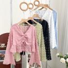 V-neck Plain Dotted Cropped Top