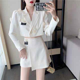 Double-breasted Crop Blazer / A-line Skirt