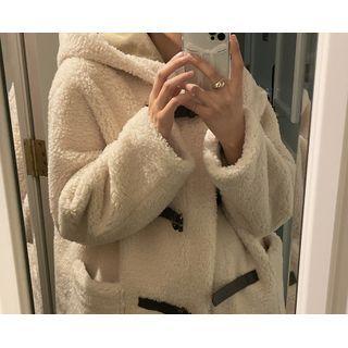 Hooded Buckle-trim Dumble Coat One Size